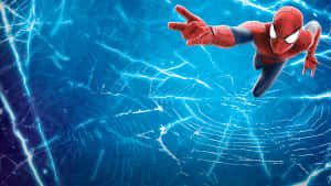 Spectacular Spider-man Blue In Action Wallpaper