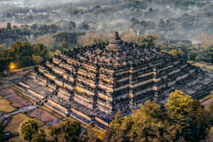 Spectacular View Of Majestic Borobudur Temple At Sunrise Wallpaper