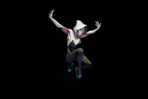 Spider Gwen Dynamic Pose Black Background Wallpaper