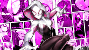 Spider Gwen Dynamic Pose Collage Wallpaper