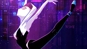 Spider Gwen In A Graceful Leap! Wallpaper