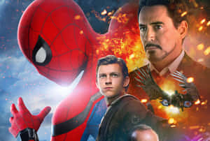 Spider Man And Iron Man Team Up Against Their Mutual Enemy Wallpaper