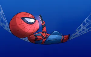 Spider-man Blue Swinging Into Action Wallpaper