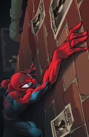 Spider Man Climbing Wanted Poster Wall Wallpaper