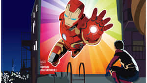 Spider Man & Iron Man Standing Together Against Their Common Foes Wallpaper