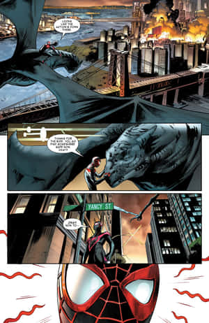 Spider Man Overlooking City Chaos Wallpaper