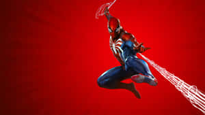 Spider Man Ps4 4k Spider Web Red Background Wallpaper