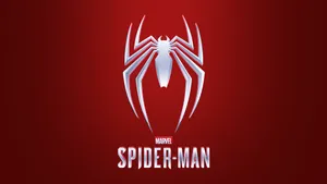 Spider Man Ps4 Silver Logo On Red Desktop Wallpaper