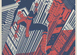 Spider-man Slinging Through The City Wallpaper