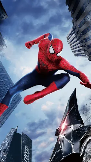 Spider Man Swinging Through City Wallpaper