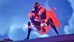 Spider Man2099 Crouchingon Rooftop Wallpaper