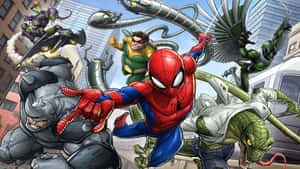 Spider Manand Villains Action Scene Wallpaper