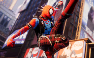 Spider Punk_ Action_ Pose Wallpaper