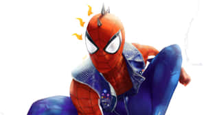 Spider Punk_ Action_ Pose Wallpaper