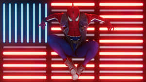 Spider Punk Against Neon Lights Wallpaper