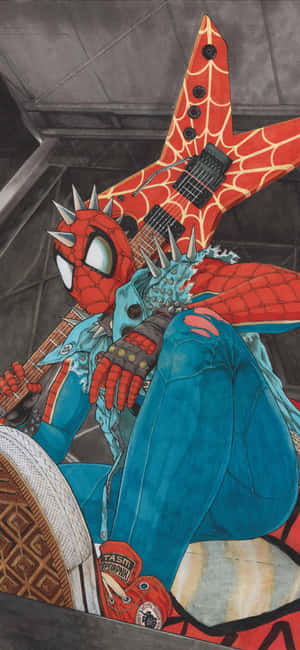 Spider Punk Rocking Out Wallpaper