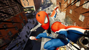 Spider Punk Swinging Action Wallpaper