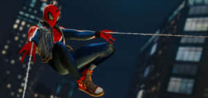 Spider Punk Swinging Action Wallpaper