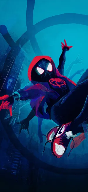 Spider Verse Miles Morales Swinging Wallpaper