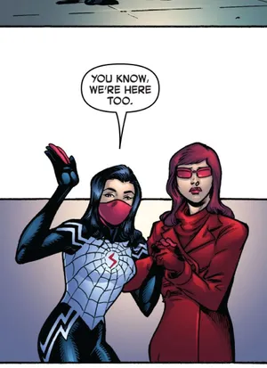 Spider Womanand Madame Web Comic Panel Wallpaper