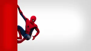 Spiderman On The Red Lateral Wall Wallpaper