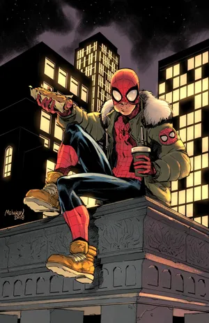 Spiderman Pfp Eating Fastfood Wallpaper