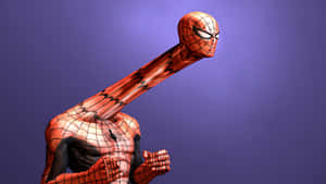 Spiderman Pose Purple Background Wallpaper