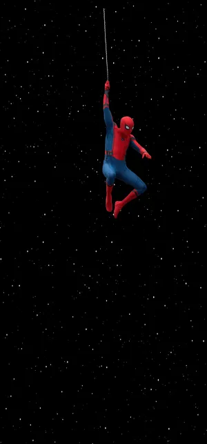 Spiderman Swinging Through Starry Sky Wallpaper