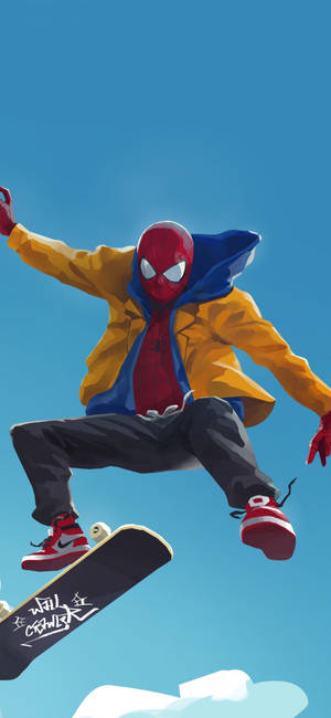 Spiderman With Skateboard Iphone Wallpaper