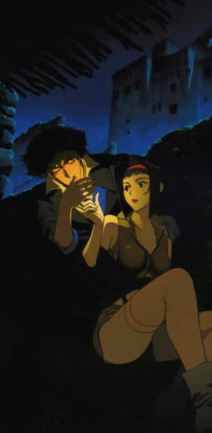 Spikeand Faye Nighttime Encounter Cowboy Bebop Wallpaper