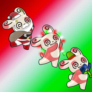 Spinda Group On Gradient Background Wallpaper