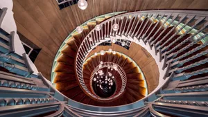 Spiral Staircase With Led Light Wallpaper