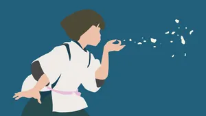 Spirited Away Minimalist Haku Blowing Petals Vector Wallpaper