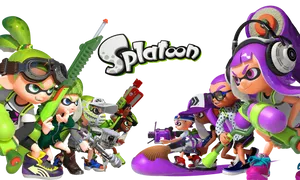 Splatoon Purple Vs. Green Inkling Wallpaper
