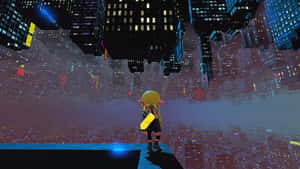 Splatoon3 Inkling Looking Over Cityscape Wallpaper