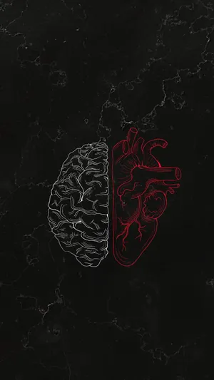 Split Brain And Heart Black Heart Iphone Wallpaper