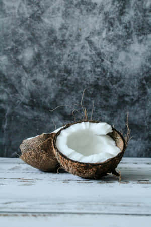 Split Coconuton Textured Background Wallpaper