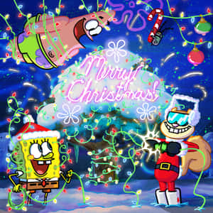 Sponge Bob Christmas Celebration Wallpaper