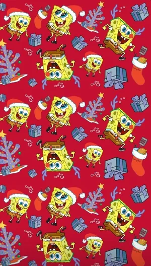 Sponge Bob Christmas Pattern Wallpaper