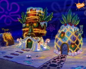 Sponge Bob Christmas Underwater Decorations Wallpaper