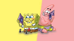 Sponge Bob Patrick Shell Listening Wallpaper