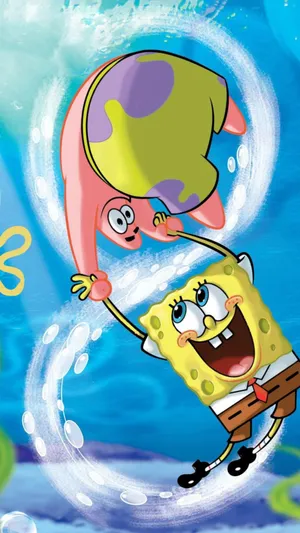 Spongebob And Patrick In The Air Wallpaper