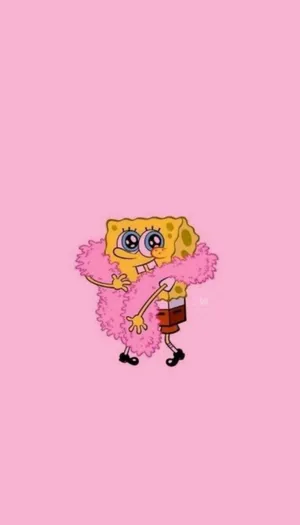 Spongebob In Pink Scarf Girly Tumblr Wallpaper