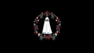 Spooky Christmas Ghost Wreath Wallpaper