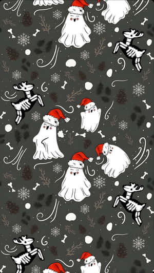 Spooky Christmas Ghosts And Skeletons Wallpaper
