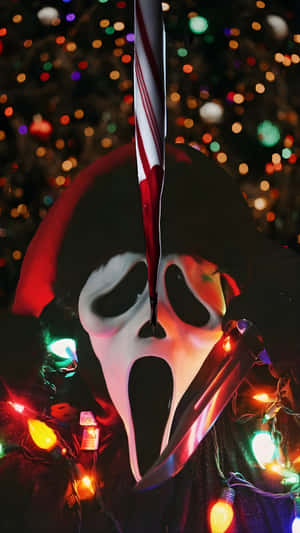 Spooky Christmas Horror Mask Wallpaper