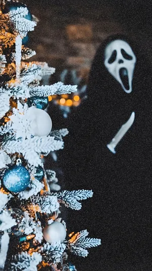 Spooky Christmas Horror Scene Wallpaper