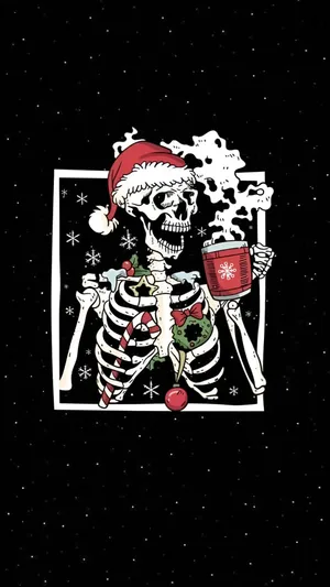 Spooky Christmas Skeleton Wallpaper