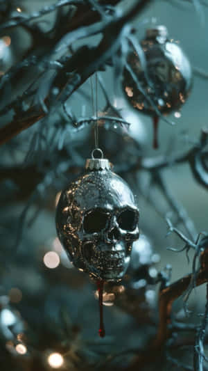 Spooky Christmas Skull Ornament Wallpaper