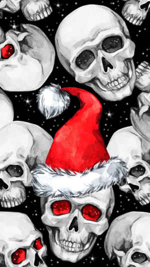 Spooky Christmas Skull Pattern Wallpaper